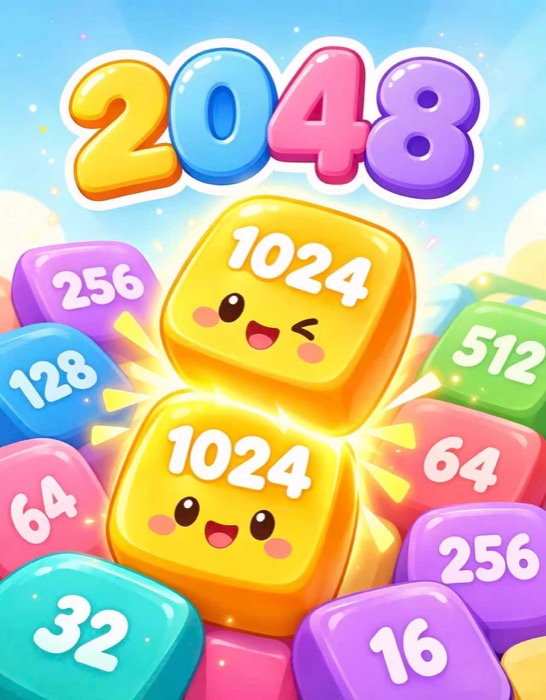 Bright number blocks from the 2048 game